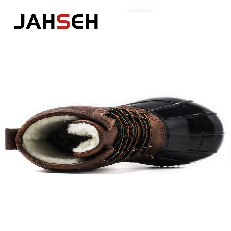 Λούτρινα ζεστά ανδρικά χειμωνιάτικα μπότες για χιόνι Μπότες πάπιας Unisex αδιάβροχες μπότες βροχής από καουτσούκ με κορδόνια μέχρι τον αστράγαλο Παπούτσια μόδας για περπάτημα