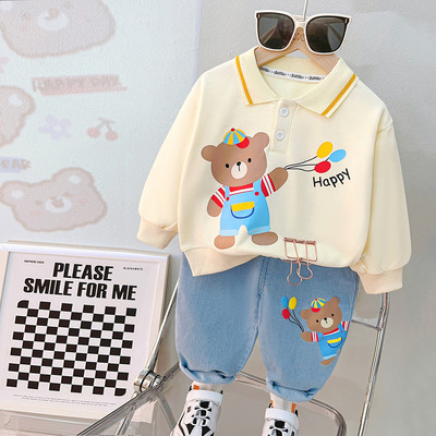 Kompleti odjeće za bebe, dječake, djevojčice, dječje majice, traperice, 2 kom. s medvjedićima, dječja ležerna sportska odjeća, jesenska odjeća za dojenčad.