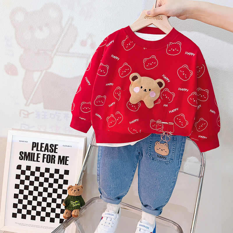 2023. aasta kevadised laste rõivakomplektid tüdrukutele poistele T-särk Teksad Multifilmid Karujänes Imiku riided, komplektid, laste kostüüm