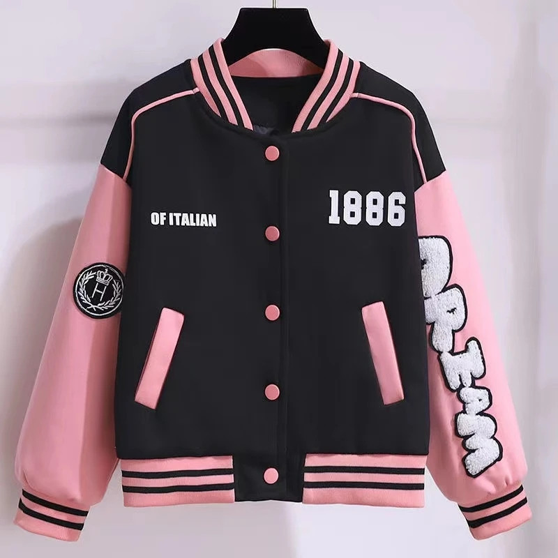 Teismeliste tüdrukute seelikukomplektid Pesapallivorm Sügismood Kirjaprint Patchwork jakkmantel + plisseeritud seelik 2tk JK komplektid 4-14 a