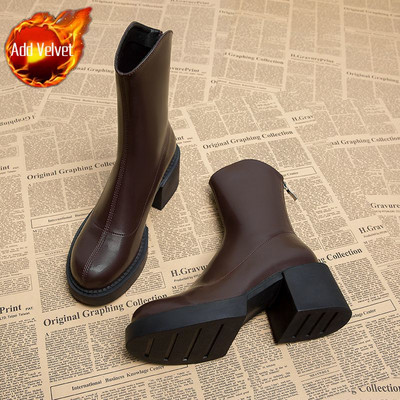 Jalatsid Veekindlad papud Tursked lühikesed naiste kingad, platvorm, väga kõrged kontsad, naiste poolsaapad, ümmargused kontsad, kvaliteetsed pu