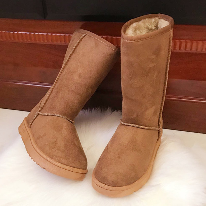 Γυναικείες μπότες χιονιού Χειμερινές μπότες μεσαίου σωλήνα Χοντές βελούδινες αντιολισθητικές χειμερινές μπότες μόδας Γυναικεία ζεστά Mid Calf Botas mujer