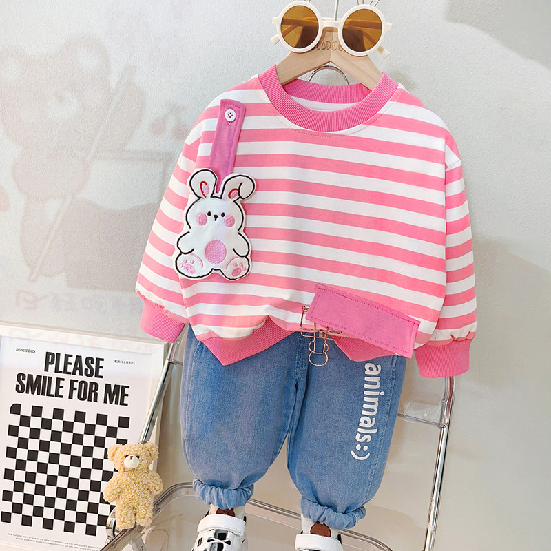 2023. aasta kevad poiste riided Tüdrukute triibuline T-särk Teksad 2 tk. Ülikond Multifilmi Lasteriided Väikelaste 1–4-aastaste rõivaste komplektid