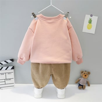 Χειμερινά νήπια Βρεφικά ρούχα για νεογέννητα Βρεφικά κορίτσια αγόρια Σετ ρούχων Cartoon Bear Παιδικά Φθινοπωρινά ρούχα Παιδικά βελούδινα παντελόνια