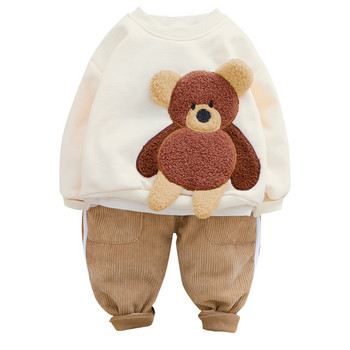 Зимни дрехи за малки деца, новородени бебета, момичета, момчета, комплекти дрехи, анимационни мечки, деца, есенно облекло, детски плюшени горнища, панталони