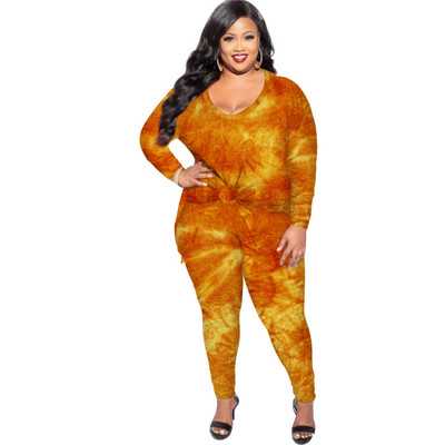 Γυναικεία Ρούχα Plus Size Σετ δύο τεμαχίων Μεγάλο Φθινόπωρο 2023 Χειμώνας Νέα Φανελένια Αθλητικά Μόδα Βαμμένα κοστούμια Urban Casual Home