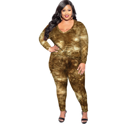 Γυναικεία Ρούχα Plus Size Σετ δύο τεμαχίων Μεγάλο Φθινόπωρο 2023 Χειμώνας Νέα Φανελένια Αθλητικά Μόδα Βαμμένα κοστούμια Urban Casual Home