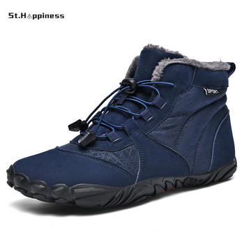 Ανδρικά παπούτσια BareFoot 2023 Χειμερινά μποτάκια Ζευγάρι Αδιάβροχες μπότες χιονιού Υπαίθριο παπούτσι για περπάτημα Ζεστό γούνινο παπούτσι για τον αστράγαλο Αντιολισθητικές μπότες μεγάλου μεγέθους