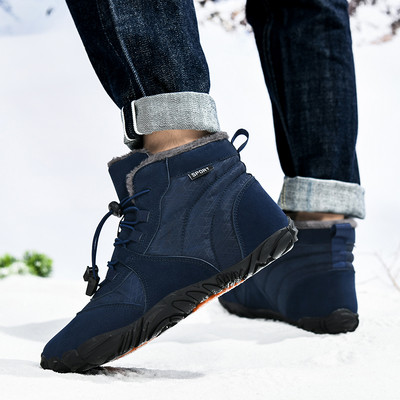 Vīriešu apavi basām kājām 2023. gada ziemas zābaciņi, pāris ūdensizturīgi sniega zābaki āra pastaigu apavi, silti kažokādas potītes, neslīdoši zābaki liela izmēra