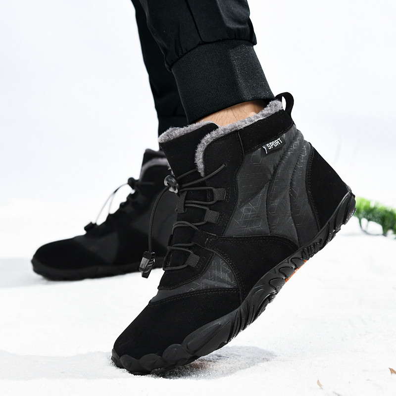 Vīriešu apavi basām kājām 2023. gada ziemas zābaciņi, pāris ūdensizturīgi sniega zābaki āra pastaigu apavi, silti kažokādas potītes, neslīdoši zābaki liela izmēra