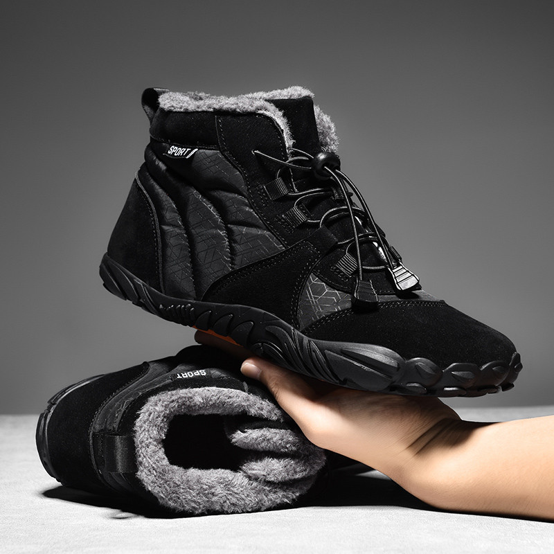 Vīriešu apavi basām kājām 2023. gada ziemas zābaciņi, pāris ūdensizturīgi sniega zābaki āra pastaigu apavi, silti kažokādas potītes, neslīdoši zābaki liela izmēra