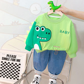 Αγόρια Βρεφικά ρούχα Ανοιξιάτικα Κοριτσίστικα Μπλουζάκια Τζιν 2 τμχ Κοστούμι κινουμένων σχεδίων Παιδικά casual ρούχα Σετ ρούχων για νήπια για 1-4 ετών