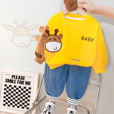 Αγόρια Βρεφικά ρούχα Ανοιξιάτικα Κοριτσίστικα Μπλουζάκια Τζιν 2 τμχ Κοστούμι κινουμένων σχεδίων Παιδικά casual ρούχα Σετ ρούχων για νήπια για 1-4 ετών