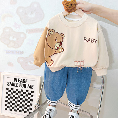 Αγόρια Βρεφικά ρούχα Ανοιξιάτικα Κοριτσίστικα Μπλουζάκια Τζιν 2 τμχ Κοστούμι κινουμένων σχεδίων Παιδικά casual ρούχα Σετ ρούχων για νήπια για 1-4 ετών