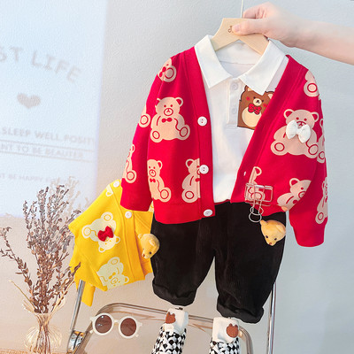 Kevad beebipoiste rõivakomplektid Multifilmid Karu Lastemantlid T-särk Püksid Mugavad laste kostüümid Imiku vabaajariided Komplektid