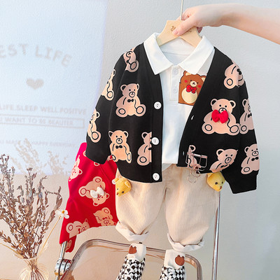 Kevad beebipoiste rõivakomplektid Multifilmid Karu Lastemantlid T-särk Püksid Mugavad laste kostüümid Imiku vabaajariided Komplektid