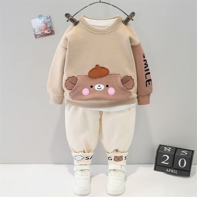 2022 tavaszi baba lányoknak fiú ruha szettek Rajzfilm Medve Pulóver Nadrág Gyerek Sportruházat Gyermekruházat Tipegő csecsemőruhák