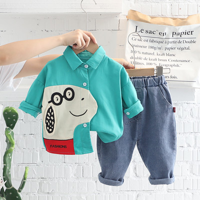 2022 Φθινοπωρινή φόρμα για βρέφη Βρεφικά σετ ρούχων για αγόρια Παιδικό πουκάμισο κινουμένων σχεδίων Τζιν 2 τεμάχια Κοστούμι Κοστούμια Παιδικά καθημερινά ρούχα