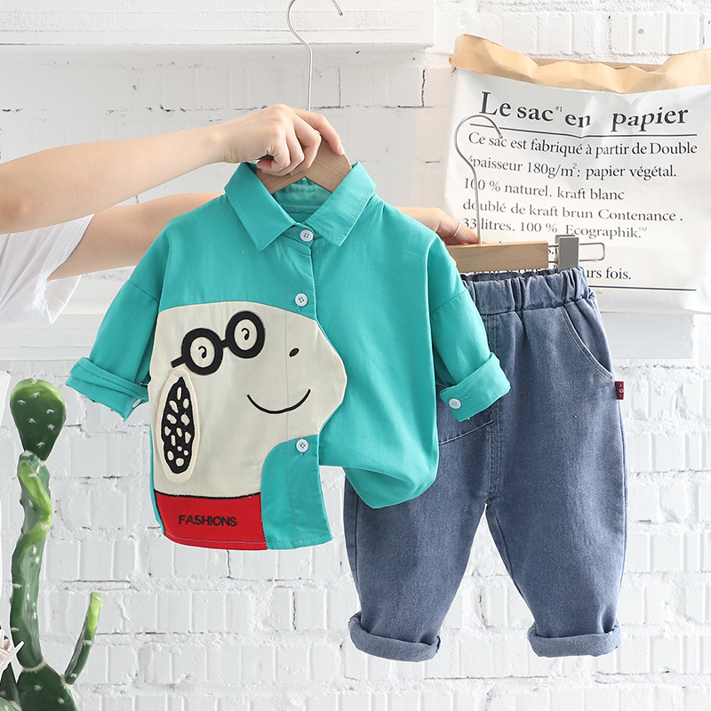 2022 Φθινοπωρινή φόρμα για βρέφη Βρεφικά σετ ρούχων για αγόρια Παιδικό πουκάμισο κινουμένων σχεδίων Τζιν 2 τεμάχια Κοστούμι Κοστούμια Παιδικά καθημερινά ρούχα