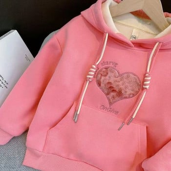 Winter Girls Hoodie Top 2023 Νέα βελούδινη μόνωση Little Girls baby westernized cartoon casual sports σετ δύο τεμαχίων