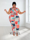 Suures suuruses kaheosalised komplektid Naiste riided Patchwork Varrukateta ülemised retuusid Csual Sobivad komplektid Terve 3xl 4xl 5xl 6xl