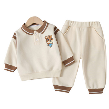 Комплекти дрехи за малки деца 2022 Пролетни детски дрехи Бебешки момчета Момичета Екипировки Анимационни тигър Тениска Панталони Детско спортно облекло