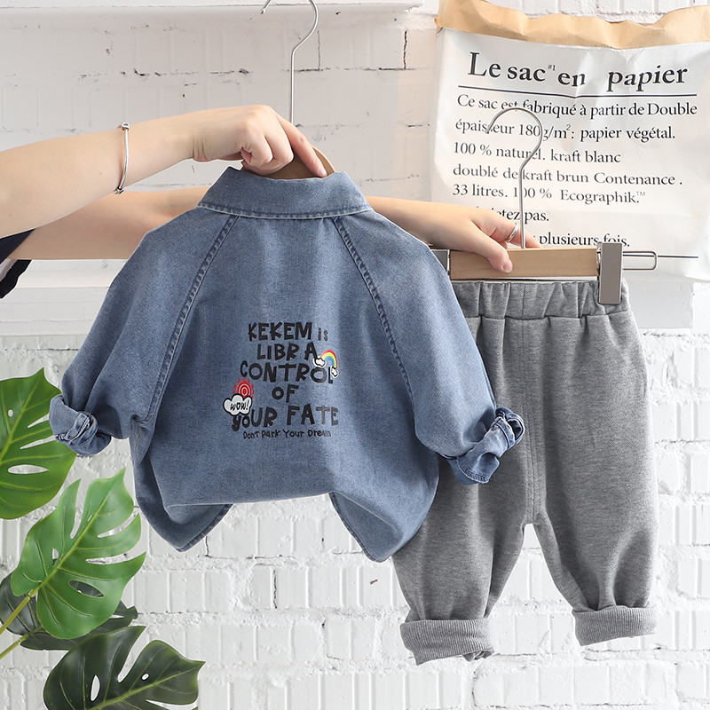 Poiste rõivakomplektid 2022. aasta sügise väikelaste rõivad, teksasärgid, püksid, püksid, 2 tk., kostüüm, laste vabaajariided, imiku dressid