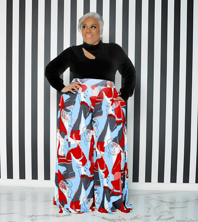 Plus Size 2 Piece Outfits Γυναικεία Crop Top Παντελόνια Σετ εμπριμέ με φαρδύ πόδι που ταιριάζουν casual Νέα αθλητική φόρμα Who 3xl 4xl 5xl 6xl