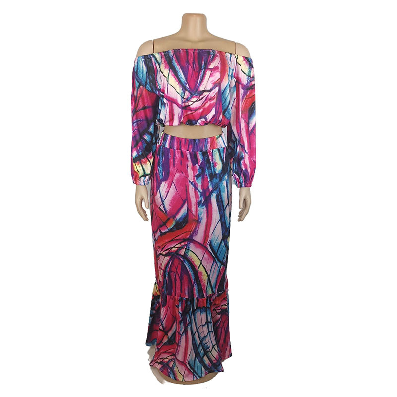 Suures suuruses naisterõivaste kaheosaline komplekt, naiste õlavarraste ja pikkade kleitide hulgimüük Elegantne vabaaja kleidikomplektid Dropshipping