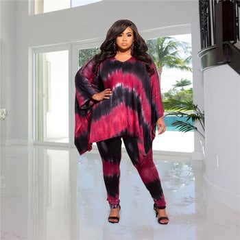 Plus Size New Tie Dye Σετ Γυναικείο Καμουφλάζ Print Ελαστική Μέση Μακρυμάνικο Μασίφ Casual Loose Whol 3xl 4xl 5xl 6xl