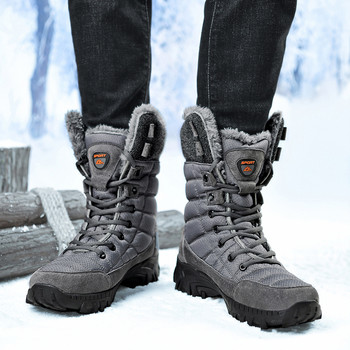 Мъжки туристически обувки Висококачествени водоустойчиви кожени високи мъжки ботуши Големи размери Външни маратонки Зимни ботуши за сняг Супер топли