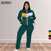 Dvodijelni set 3xl 4xl 5xl Trenirke Ženska seksi patchwork ulična odjeća O izrez i patentni zatvarač Top Odjeća velikih veličina Dropshipping