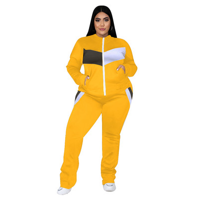 Dvodijelni set 3xl 4xl 5xl Trenirke Ženska seksi patchwork ulična odjeća O izrez i patentni zatvarač Top Odjeća velikih veličina Dropshipping