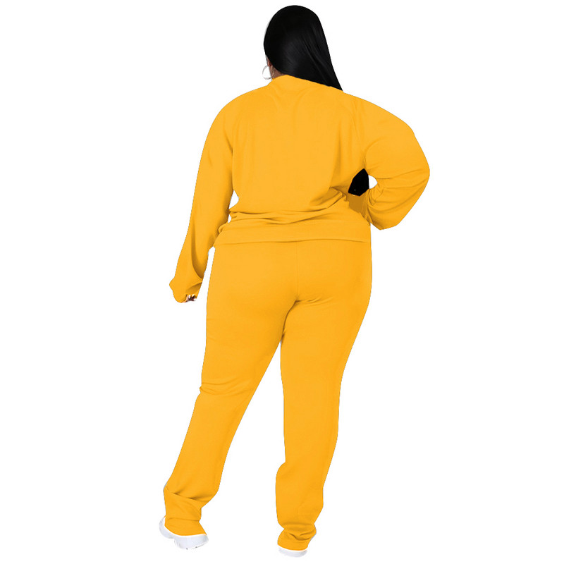 Dvodijelni set 3xl 4xl 5xl Trenirke Ženska seksi patchwork ulična odjeća O izrez i patentni zatvarač Top Odjeća velikih veličina Dropshipping
