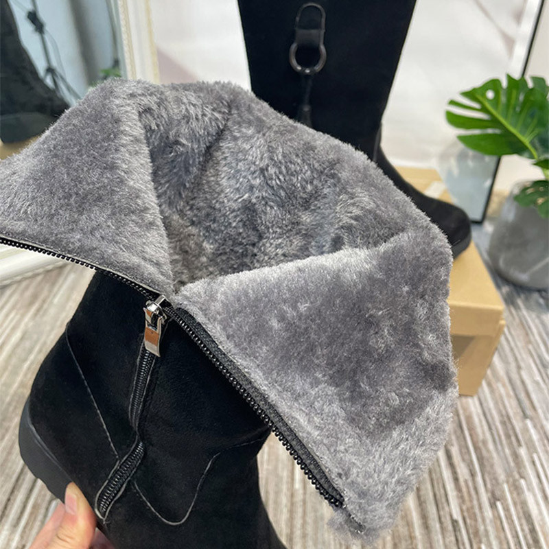 Visoke čizme Ženske tople plišane antilop ženske duge čizme Udobne zimske ženske pamučne cipele na tanku kožu Krzno do sredine potkoljenice Zapatos Mujer 2022