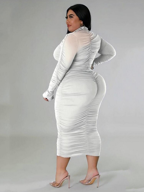 Plus Size Two Piece Σετ Γυναικεία ρούχα Μακρυμάνικο Crop Top και Κομψή μακριά φούστα Κοστούμι μεγάλου μεγέθους Χονδρική Dropshipping