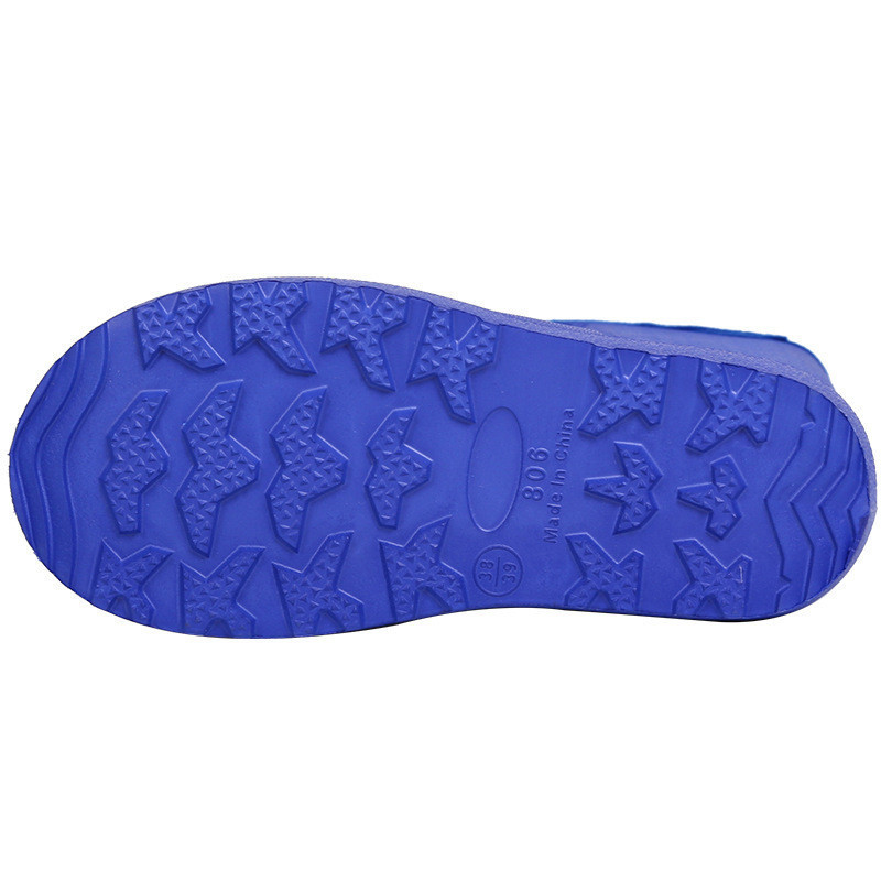 Μωβ μπότες βροχής ζεστές βελούδινες κορεάτικες EVA αδιάβροχα, αντιολισθητικά, λαστιχένια παπούτσια βροχής Fashion Slip-On Γυναικείες μπότες εργασίας εξωτερικού χώρου