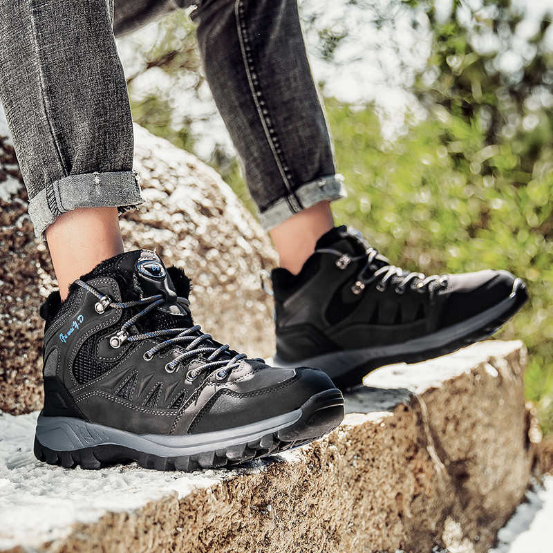 Μεγάλο μέγεθος Χειμερινές αδιάβροχες ανδρικές μπότες Ζεστές βελούδινες μπότες χιονιού εξωτερικού χώρου Ανδρικά παπούτσια εργασίας casual παπούτσια πεζοπορίας Αντιολισθητικά λαστιχένια μποτάκια