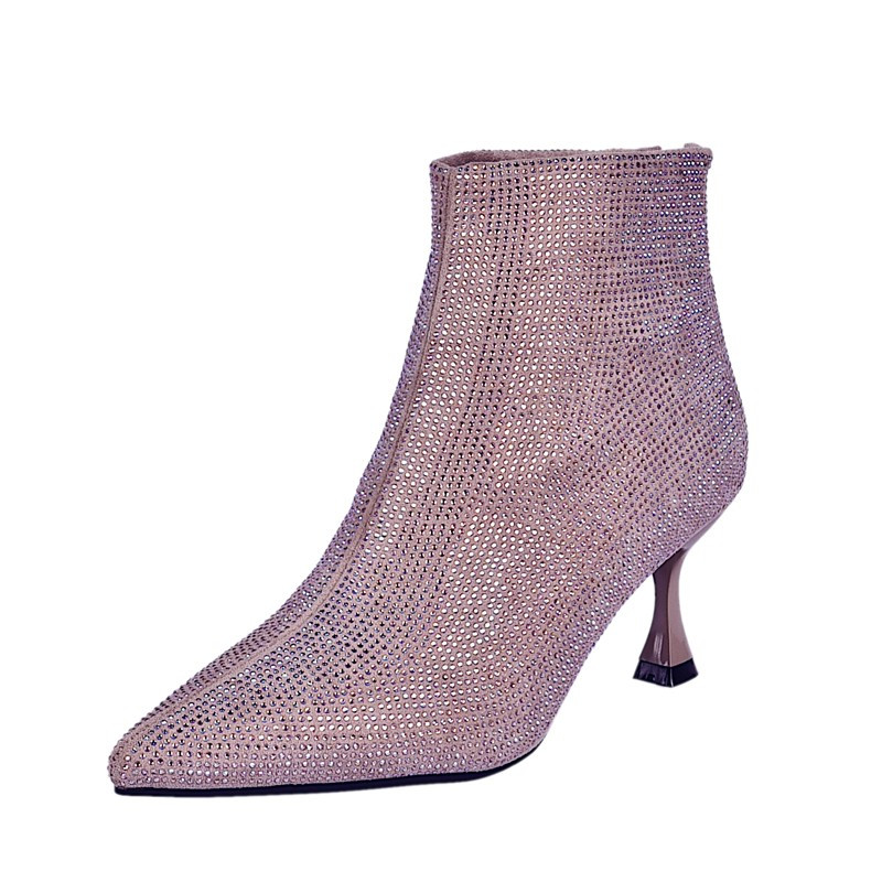 2023 νέα ανοιξιάτικα και φθινοπωρινά μποτάκια γυναικεία ψηλοτάκουνα γόβες μόδας γυναικείες κάλτσες μπότες γυαλιστερά σέξι παπούτσια για πάρτι φερμουάρ