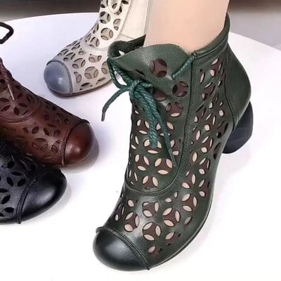 2023 nyári új bokacsizma női cipő magas sarkú hátul cipzáras csizma üreges légáteresztő Mujer Zapatos