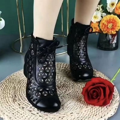 2023 nyári új bokacsizma női cipő magas sarkú hátul cipzáras csizma üreges légáteresztő Mujer Zapatos