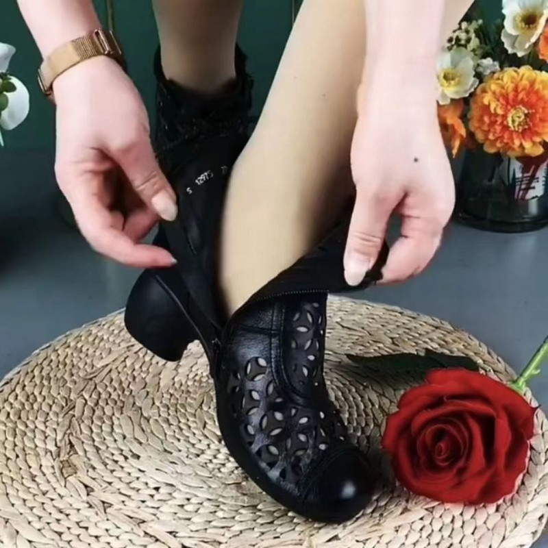 2023 nyári új bokacsizma női cipő magas sarkú hátul cipzáras csizma üreges légáteresztő Mujer Zapatos