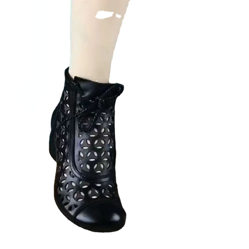 2023 nyári új bokacsizma női cipő magas sarkú hátul cipzáras csizma üreges légáteresztő Mujer Zapatos