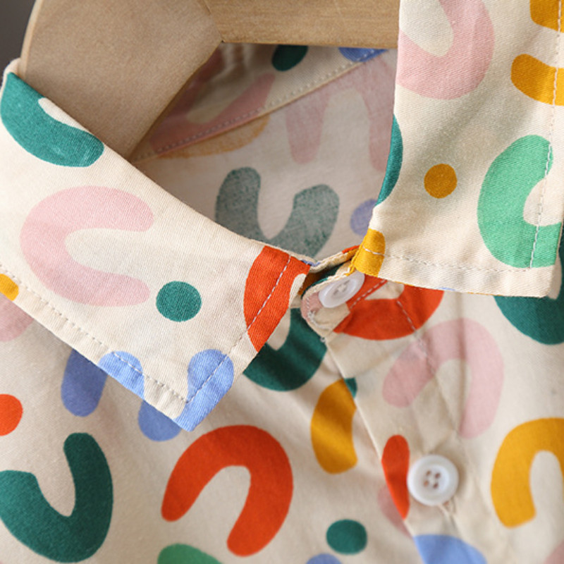 Βρεφικά ρούχα φθινοπωρινά αγόρια Βρεφικά κινούμενα σχέδια δεινόσαυρος μακρυμάνικο πουκάμισο και παντελόνι συνονθύλευμα παιδικό κολάρο με γυριστό κάτω Κοστούμι παντελόνι Cargo