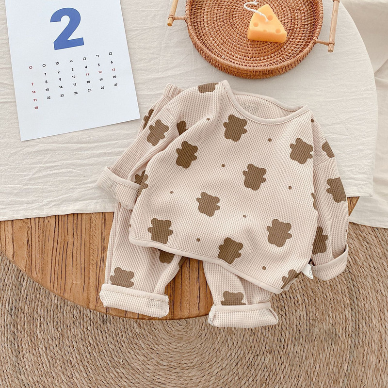 Beebi sügisriided tüdrukule poisile puuvillane pikkade varrukatega kampsun ja pükste komplekt Väikelapse vabaaja multifilmi karupullover, dressipükste dressipüksid