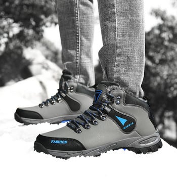 Марка мъжки зимни ботуши за сняг водоустойчиви кожени ботуши маратонки супер топли мъжки ботуши външни мъжки туристически ботуши работни обувки