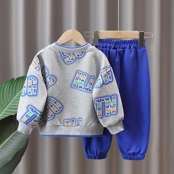 Φθινοπωρινά Παιδικά Ρούχα για αγόρια Εφηβική Γράμμα Πακέτο Πουλόβερ πουλόβερ και αθλητικό παντελόνι Παιδικό φούτερ Φόρμα με μπλούζα