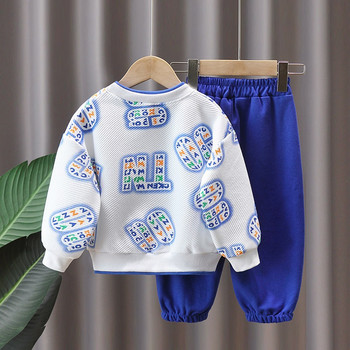 Φθινοπωρινά Παιδικά Ρούχα για αγόρια Εφηβική Γράμμα Πακέτο Πουλόβερ πουλόβερ και αθλητικό παντελόνι Παιδικό φούτερ Φόρμα με μπλούζα