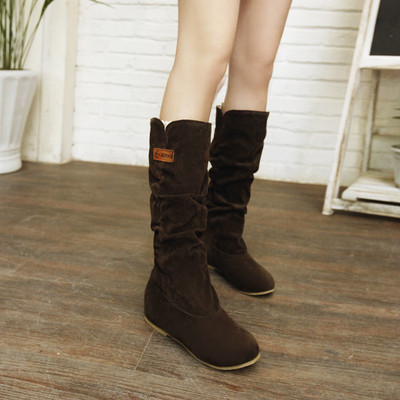 Γυναικεία Μπότα 2022 Χειμώνας Εσωτερική Αύξηση Μπότες στη μέση Δαντέλα Λουλούδια Βαμβακερές μπότες Γυναικείες Μπότες Suede Plus Size Botas De Mujer