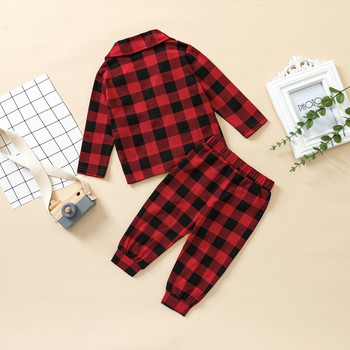 Φθινοπωρινά ρούχα για μωρά για βρέφη καρό μονόστορο μπλουζάκι και παντελόνι Jogger Ανοιξιάτικες φόρμες για μωρά